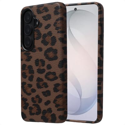 Selencia Hoesje - Geschikt voor Samsung Galaxy S26 - Sabi Backcover panterprint met Magnetische Ring - Mocha Brown