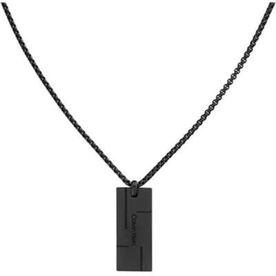 Collier Calvin Klein Acier Plaqué Or Vintage Gravé de Lettres Hip Hop Collier Unisexe 35000059 Box gray