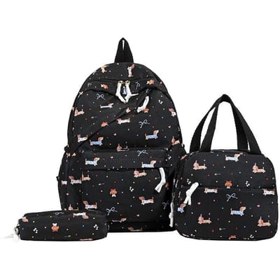 3 Stuks Kawaii Dachshund Schooltas met Handtas & Etui All-Match Schooltas Schattige Strik Rugzak Outdoor Rugzak