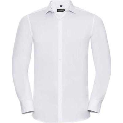 Russell Collection Heren Ultimate Stretch Formeel Overhemd met Lange Mouwen (Wit)