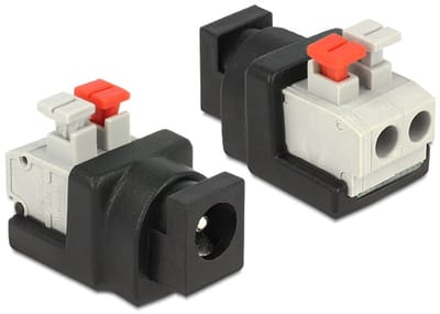 DeLOCK 65524 kabeladapter/verloopstukje DC 5.5 x 2.1 mm Zwart, Zilver