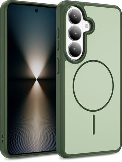 Casemania Hoesje Geschikt voor Samsung Galaxy A57 - Groen - Magnetische Matte Back Cover - Minimalistische Telefoonhoesje Geschikt voor MagSafe