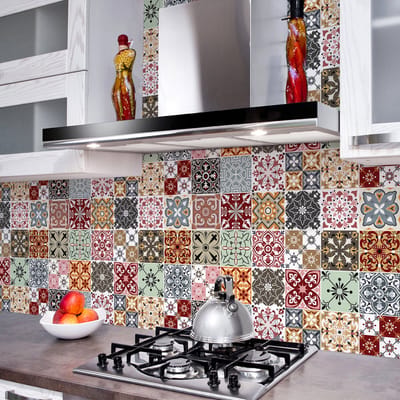 Muurstickers - Zelfklevende tegelmuurstickers voor keuken en badkamer - 24 PORTIA tegelstickers - 24 stickers 10x10cm