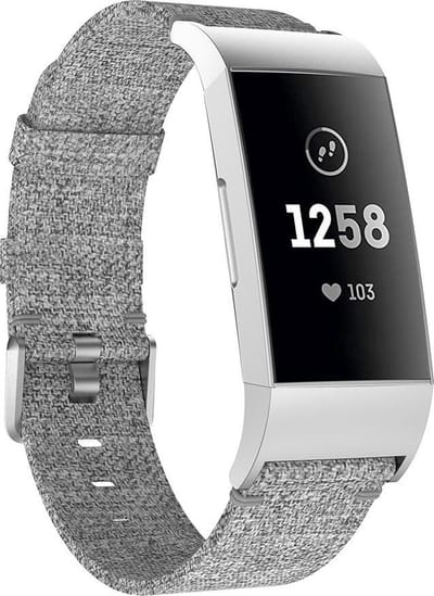 By Qubix - Compatible Fitbit bandje - geschikt voor Fitbit Charge 3 - Fitbit Charge 4 nylon bandje - Grijs - Horlogeband - smartwatchbandje