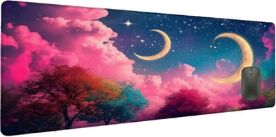 XXL Muismat - Bureauonderlegger - Gaming Kantoor - Waterdicht Antislip - 1500x800mm - Roze Sterrenhemel
