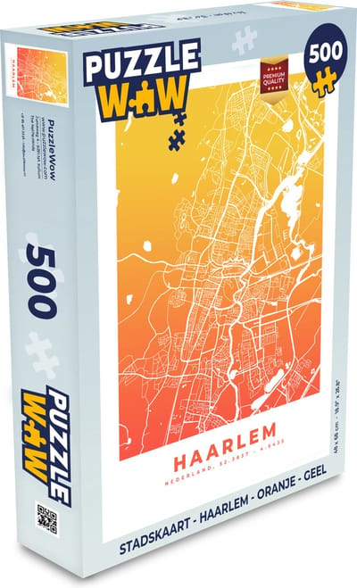 Puzzel Stadskaart - Haarlem - Oranje - Geel - Legpuzzel - Puzzel 500 stukjes - Plattegrond