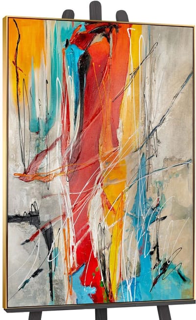 Canvas schilderij landschapsformaat handgeschilderd kleurrijke harmonieën abstract – YS-Art Gallery – Vrolijke wanddecoratie voor woonkamer – Modern schilderij voor hal en kantoor