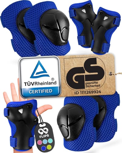 99FLIPS Kniebeschermers Kinderen - TÜV Rheinland GS Gecertificeerd [6-delig] - Kniebeschermers voor Kinderen, Elleboog- en Polsbeschermers - Skate Beschermset Kinderen Beschermingsset voor Kinderen