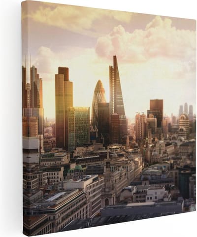 Artaza Canvas Schilderij London - 30x30 cm - Klein - Wanddecoratie Skyline - Muurdecoratie Stad - Kamer Accessoires Woonkamer
