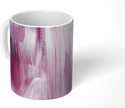 Mok - Koffiemok - Kleuren - Verf - Schilderij - Roze - Mokken - 350 ML - Beker - Koffiemokken - Theemok