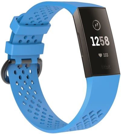 By Qubix - Compatible Fitbit bandje - geschikt voor Fitbit Charge 3 - Fitbit Charge 4 sport bandje - Maat: Large - Blauw - Horlogeband - smartwatchbandje