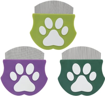 Daity 3-delige mini-gezichtskam voor huisdieren met gebogen ontwerp; verzorgingskam voor huisdieren; hulpmiddel voor het verwijderen van vlooien en korte haren; mini-kamborstel; geschikt voor katten en honden (meerdere kleuren)