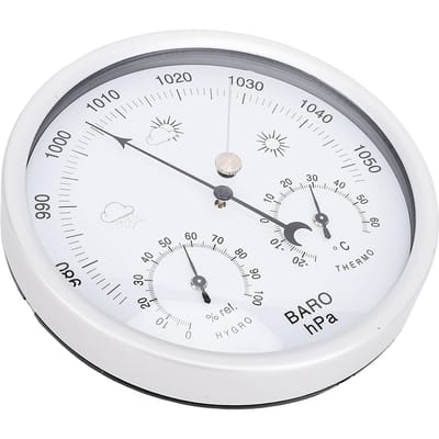 Rond Weerstation Aluminiumlegering Mechanisch Uurwerk Wandhangend Thermometer Barometer Hygrometer voor Binnen gray
