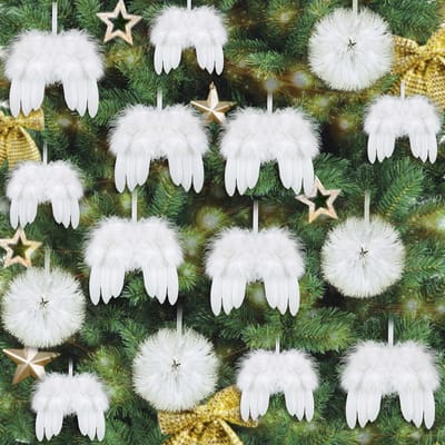 NTH products- Kerstballen 12 Stuks - Engel Vleugels - Veren Ornamenten - Kerstdecoraties - Hangende Versiering - Decoratieve Accenten - Kerstdecoratie