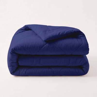 HappyBed Dekbed zonder overtrek 140x200 - Wasbaar Zomerdekbed - Bedrukt dekbed zonder hoes - Hoesloos Dekbed - Eenpersoonsdekbed - Navy