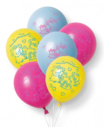 UNIQUE - Set van 6 latex ballonnen Peppa Pig 30 cm