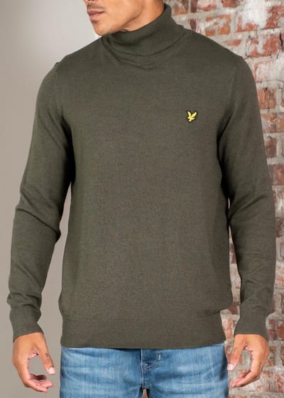 Lyle & Scott - Trui Rolkraag - Kaki - S (36)