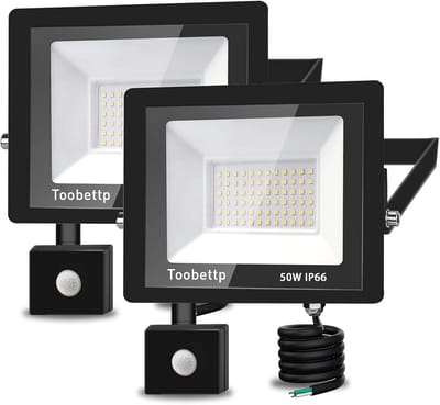 LED Schijnwerper Buiten met Bewegingsmelder - 5000 Lumen, Warm Wit Licht - IP66 Waterdicht (2 Stuks)