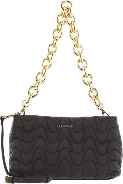 COCCINELLE Leren Schoudertas Avondtas Ophelie Matelasse Handbag Bark Grijs