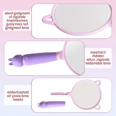Ronde Handspiegel met Comfortabele Handgreep, Draagbare Cosmeticaspiegel voor Make-up, Haarstyling en Scheren, Ideaal voor Reizen in Koffiebruin