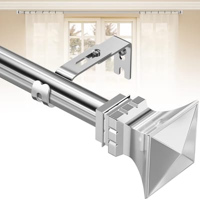 Uitschuifbare Gordijnroede, Zilver, 76-158 cm, Verstelbare Gordijnrail, Roestvrij Stalen Paneel Gordijnstang Set met Beugels en Eindstukken voor Slaapkamer, Woonkamer
