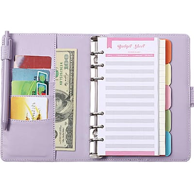 A6 Notitieboek Binder Milieuvriendelijk Lichtgewicht 6-rings Notitieboek voor Reizen School Kantoor Paars gray