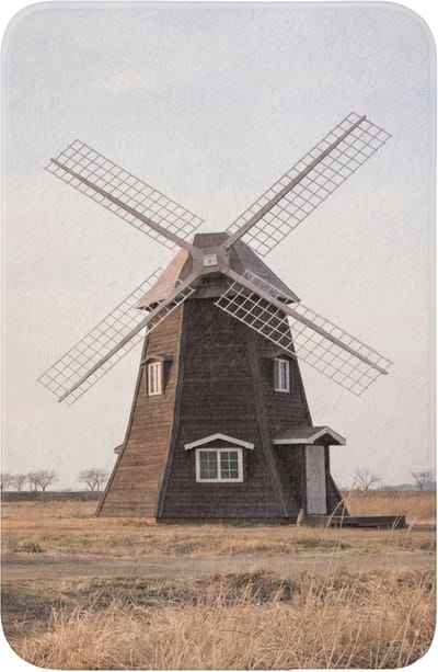 WC mat 40x60 cm - Antislip - Windmolens - Landschap - Veld - Toiletmat - Vloermat - Douchemat - Toilet tapijt - Toiletmatten