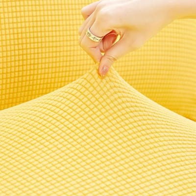 Housse de coussin de canapé d'angle sectionnel en peluche douce, étui de protection de matelas de dossier de siège de canapé, housse élastique pour Chaise Longue 1pc backrest cover-M jaune