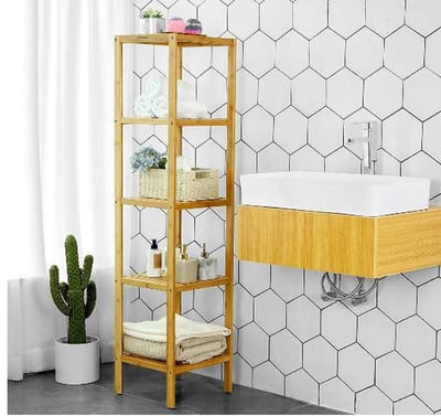 MIRA Home - Opbergrek - Stellingkast - 5 lagen - Ruimtebesparend - Bamboe - 33x33x146