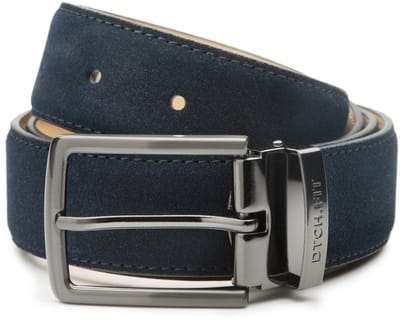 DTCH.FIT Suède riem Oliver Donkerblauw - verstelbare GunMetal gesp - 3,5cm breed - 85cm - Totale lengte 100cm & Kralen Armband Paul Blauw one size - 2 Stuks