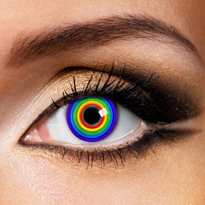 Partylens® kleurlenzen - Regenboog - Rainbow - zachte jaarlenzen met lenshouder - Halloween - Cosplay