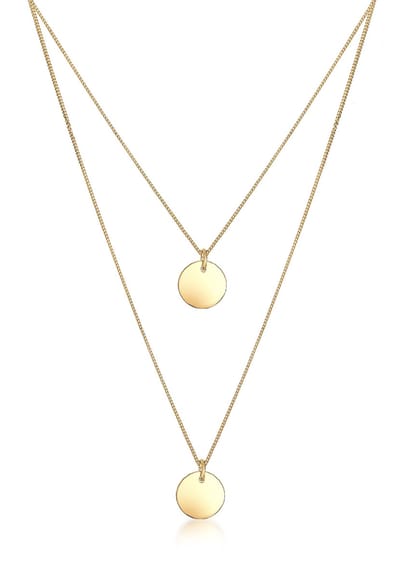 Elli Halsketting Layer Geo Cirkel 925 Sterling Zilver verguld