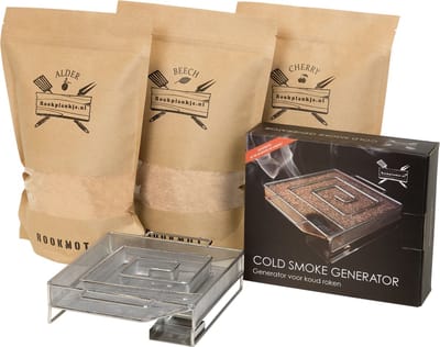 Rookmot Assortiment met Cold Smoke Generator voor koud roken | BBQ | Rookhout | Kadopakket