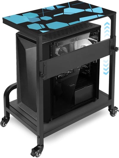 Unyqoos® Verstelbare computerstandaard met wielen voor gaming en kantoor