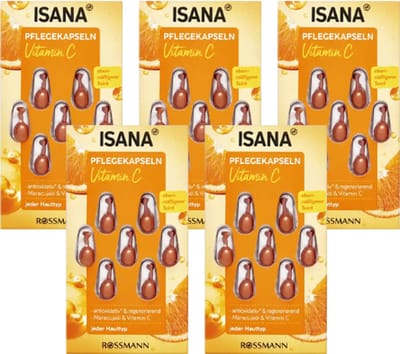 ISANA Concentraat Vitamine C-concentraat Capsules - COMBI-verpakking 5x 7 stuks - Revitaliserend - Voor ieder huidtype - 35 stuks