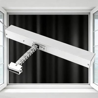 Elektrische Raamopener - Automatische Raamaandrijving - Klimaatbeheersing Kas - Dubbellaags Kettingsysteem - 400 mm - Zilver