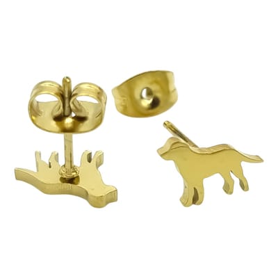 Hond oorbellen voor meisje - Oorknopjes 6 x 10 mm - Hypoallergeen premium gold-plated staal - Goudkleurig