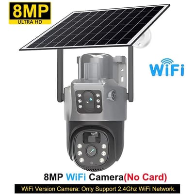 PIR Solar Camera 4G Sim Outdoor Dual Lens WiFi 8MP 4K IP Camara Zonnepaneel CCTV V380 Pro Beveiliging ingebouwde Batterij WiFi Cam