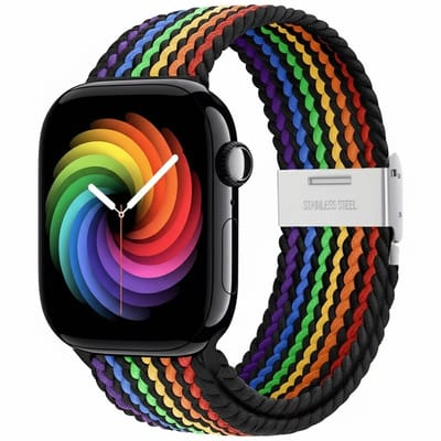 Gemengde kleur nylon horlogebandje geschikt voor Apple Watch dames en heren 42mm (serie 1 / 2 / 3) / 44 mm / 45 mm / 46 mm (serie 10 / 11) / 49 mm (Ultra / Ultra 2), elastisch gevlochten smartwatch bandje zonder gesp, stretch vervangend bandje