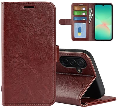 MobyDefend Hoesje - Geschikt voor Samsung Galaxy A27 - Wallet Book Case (Sluiting Achterkant) - Bruin