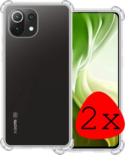 Hoesje 2 Stuks - Geschikt voor Xiaomi 11 Lite 5G NE - Sterk & Shockproof - Siliconen Case - Back Cover - Telefoon Hoes Shock Proof - Transparant