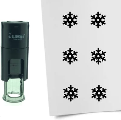 CombiCraft Stempel Sneeuwvlok 10mm rond - zwarte inkt