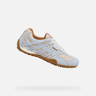 GEOX SNAKE ORIGINAL DAMES Sneakers - MELKWIT/LICHTBLAUW - Maat 36