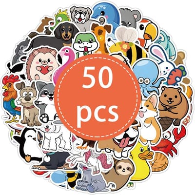 50 PIÈCES Autocollants Animaux Mignons Autocollants Animaux Dessin Animé Colorés Autocollant Animal de Zoo Vinyle Imperméable Autocollant Animal de Zoo Bouteille d'Eau Ordinateur Portable Scrapbooking black