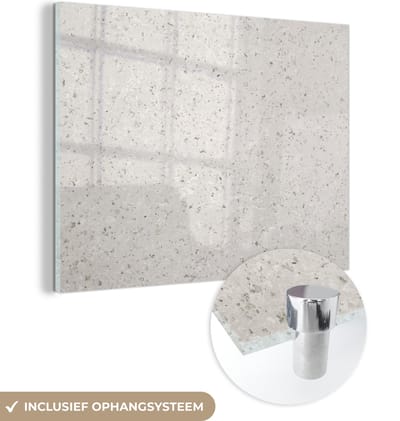 MuchoWow® Glasschilderij 160x120 cm - Schilderij acrylglas - Graniet - Grijs - Patroon - Design - Wit - Foto op glas - Schilderijen