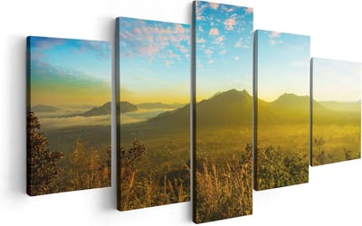 Artaza Canvas Schilderij Vijfluik Bergen Met Mist In Thailand - 100x50 - Foto Op Canvas - Canvas Print