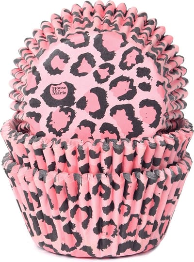 House of Marie Cupcake Vormpjes - Luipaard Roze - pk/50 - Baking Cups voor Muffins en Cupcakes