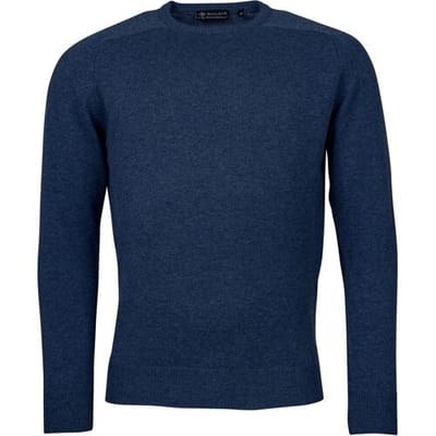 Baileys Trui Scottish Lambswool Crew Neck Pullover Single Knit Dark Denim Blue / male