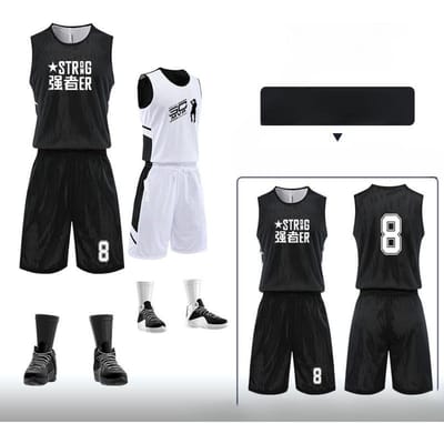 Dubbelzijdig basketbalshirt voor heren, mesh-stof, ademend, omkeerbaar, bedrukt basketbalshirt, trainingsteamuniform L