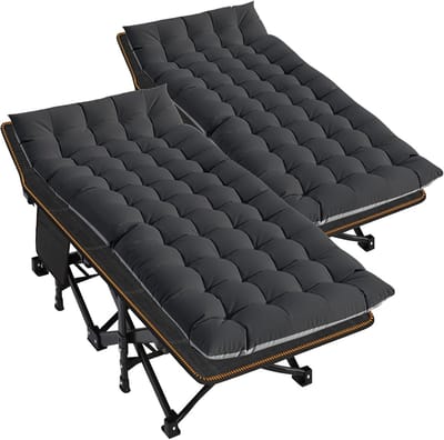 Camping Bed - Opvouwbaar Buitenbed - Kamperen Reizen - Dubbele Laag Sterk - Queen Size - Oversized Zwart